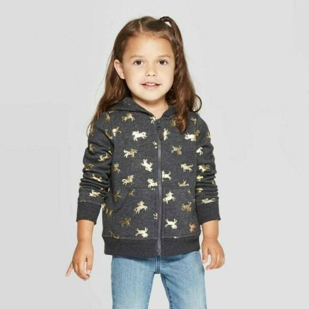 Cat & Jack Toddler Girls' Long Sleeve‎ 'Unicorn' Sweater with hood